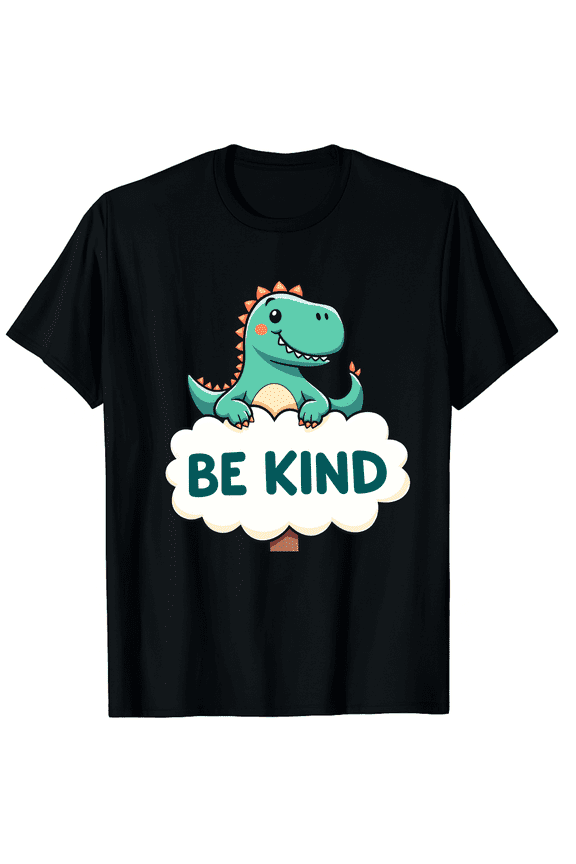 Be Kind Teacher Anti-Bullying Dino Kindness Graphic Black T-Shirt for Men and Women
