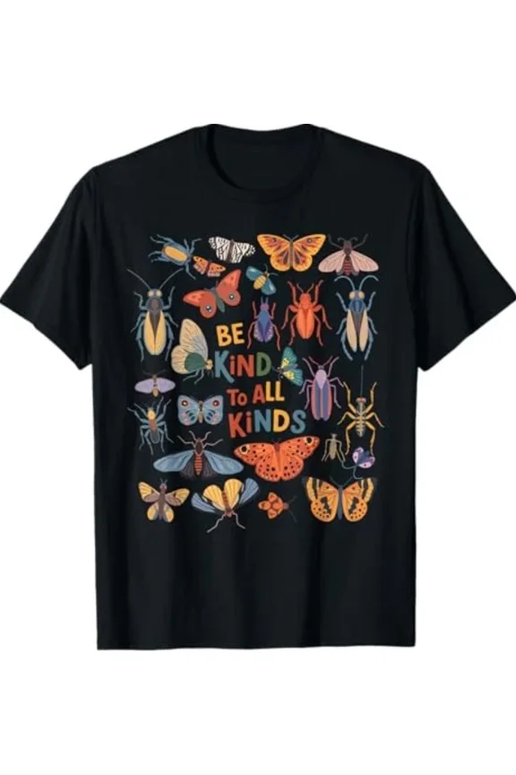 Be Kind To All Kinds Insect Lover Retro Quote Unisex T-Shirt, up to size 5XL