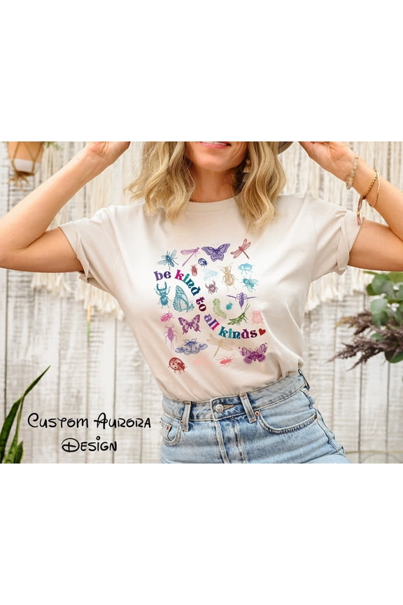 Be Kind To All Kinds Retro Graphic T Shirt, Bugs Shirt, Baby Entomology Shirt, Insect Lover, Future Entomologist, Boho Natural All Size S-5Xl