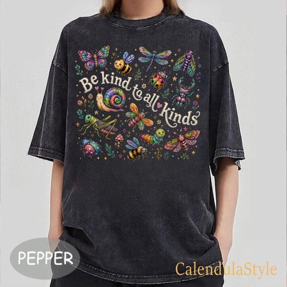 Be Kind To All Kinds Shirt, Inclusive School Gift, Comfort Color Insect Butterfly TShirt, Kindness Shirt, Inspirational Nature Shirt