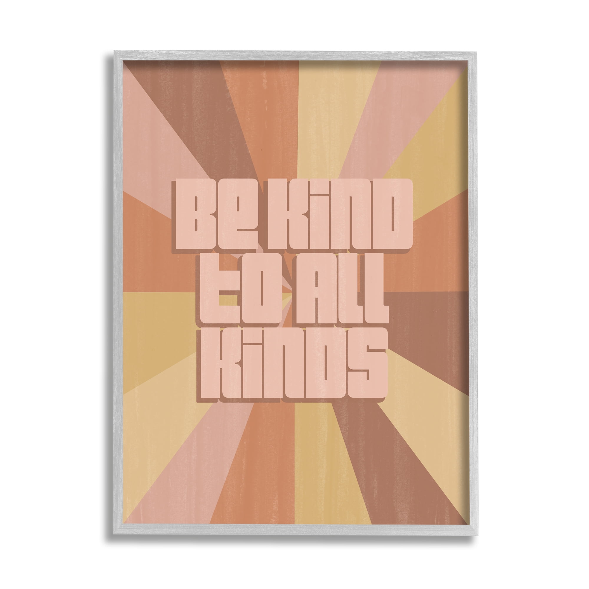 Be Kind To All Phrase Neutral Tone Rainbow Stripes 11 in x 14 in Framed Painting Art Print, by Stupell Home Décor