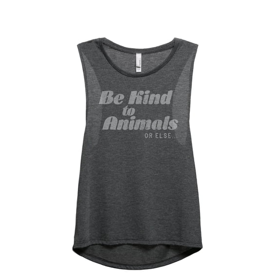 Be Kind To Animals Or Else Women's Fashion Sleeveless Muscle Workout Yoga Tank Top Charcoal Grey Small