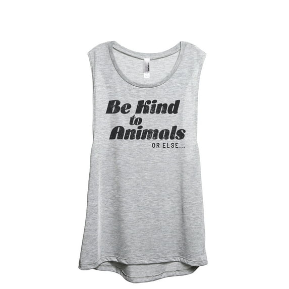 Be Kind To Animals Or Else Women's Fashion Sleeveless Muscle Workout Yoga Tank Top Sport Grey Small