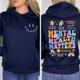 thumbnail image 1 of Be Kind To Your Mind Hoodie, Positive Quote Graphic, Kindness Message Sweatshirt, Unisex Adult Soft Cotton Casual Wear Navy, 1 of 4