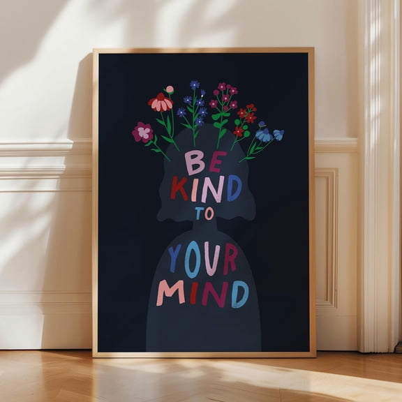 Be Kind To Your Mind Poster: Men.Tal Health Therapy Office Art UNFRAMED PAPER POSTER, Home Decor, Vintage Gift, Living Room Dercor