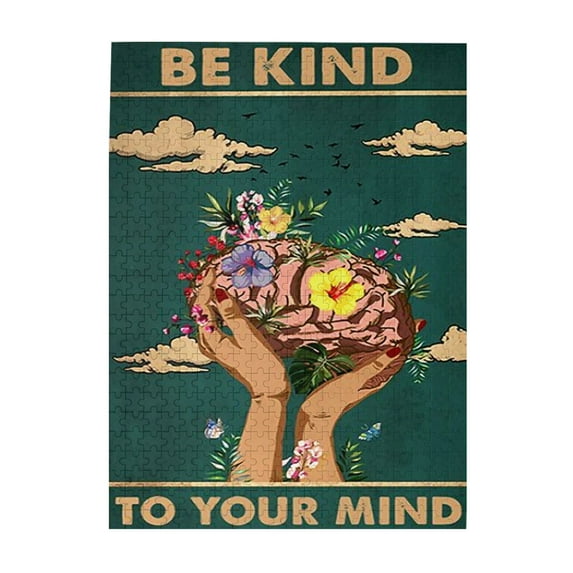 Be Kind To Your Mind Puzzle, Mental Health Awareness Puzzle, Therapy Counseling Wall Art, Home Office Decor, Flower Head Sign, Jigsaw Puzzle 1000 puzzle pieces,puzzle enthusiasts