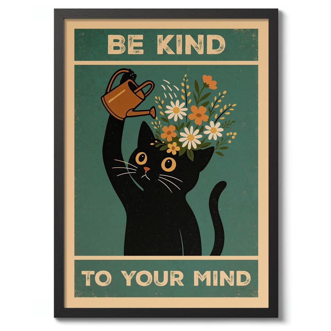 Be Kind To Your Mind Wall Art Print, Cat Bathroom Typography Decor ...