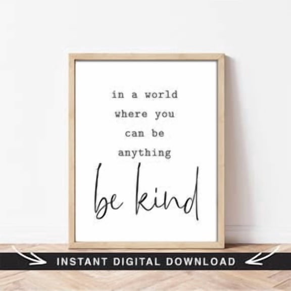 Be Kind Typography Poster, Poster Home Decor, Poster Only