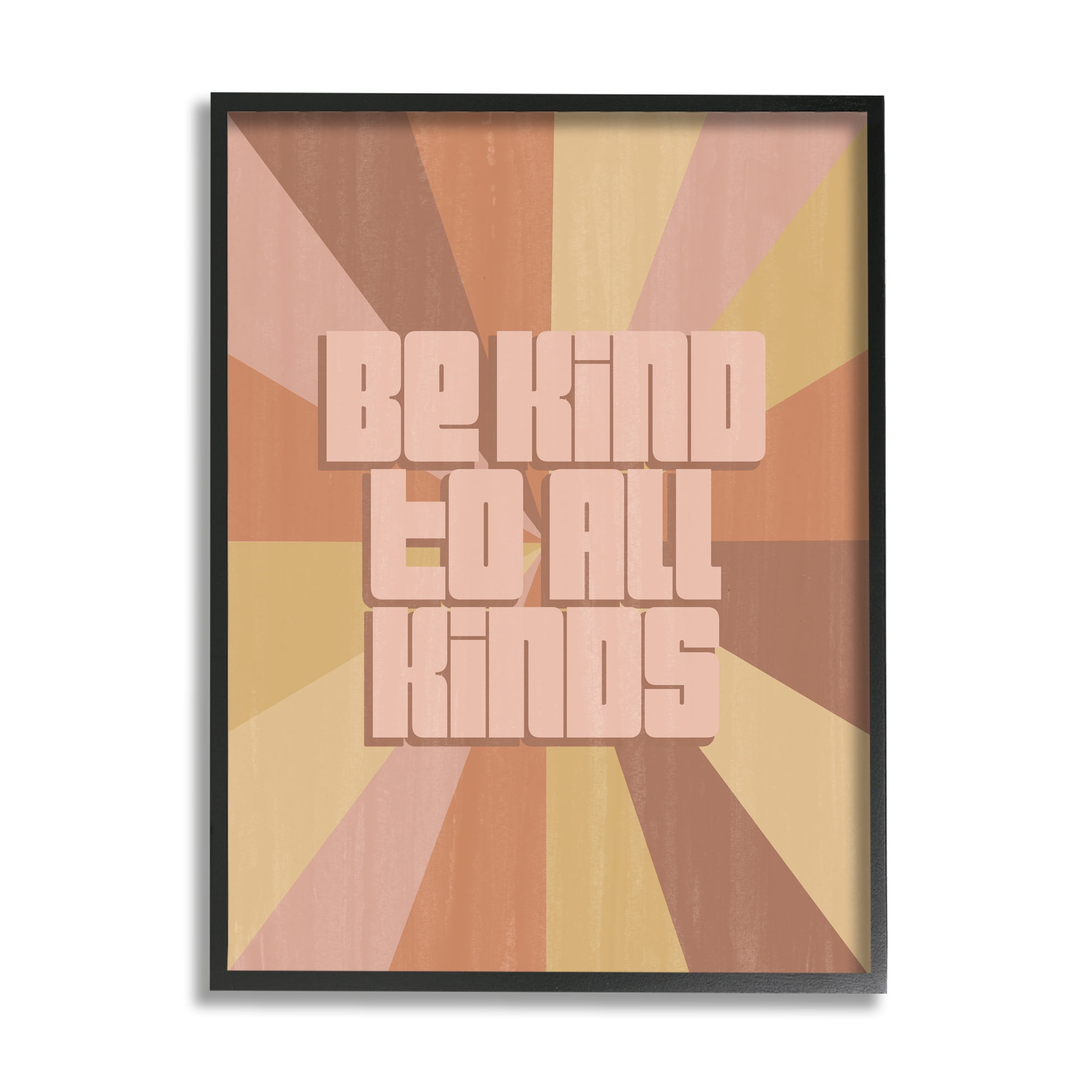 Be Kind to All Phrase Neutral Tone Rainbow Stripes 24 in x 30 in Framed Drawing Art Print, by Stupell Home Décor