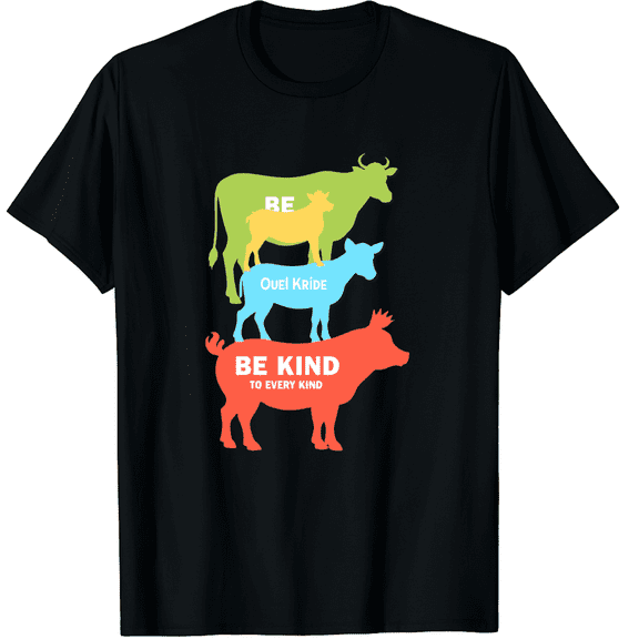 Be Kind to Every Kind Retro Vintage Funny Vegetarian Vegan Graphic Black T-Shirt for Men and Women