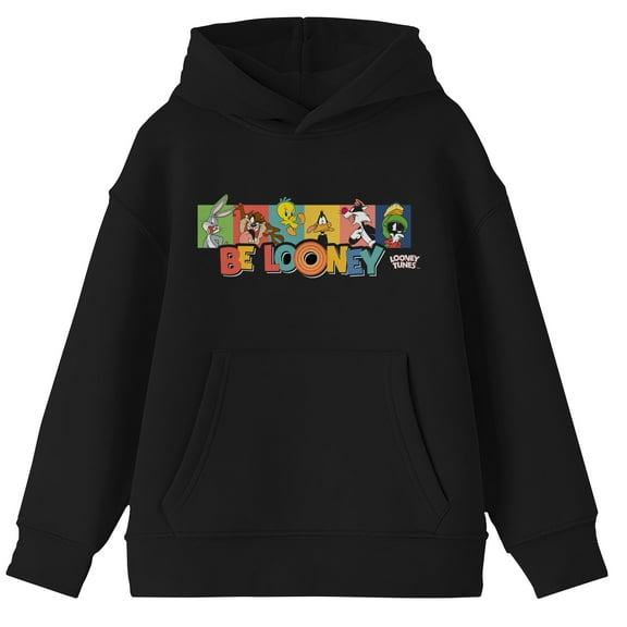Be Looney Youth Boys Looney Tunes Cartoon Characters Black Hoodie - M