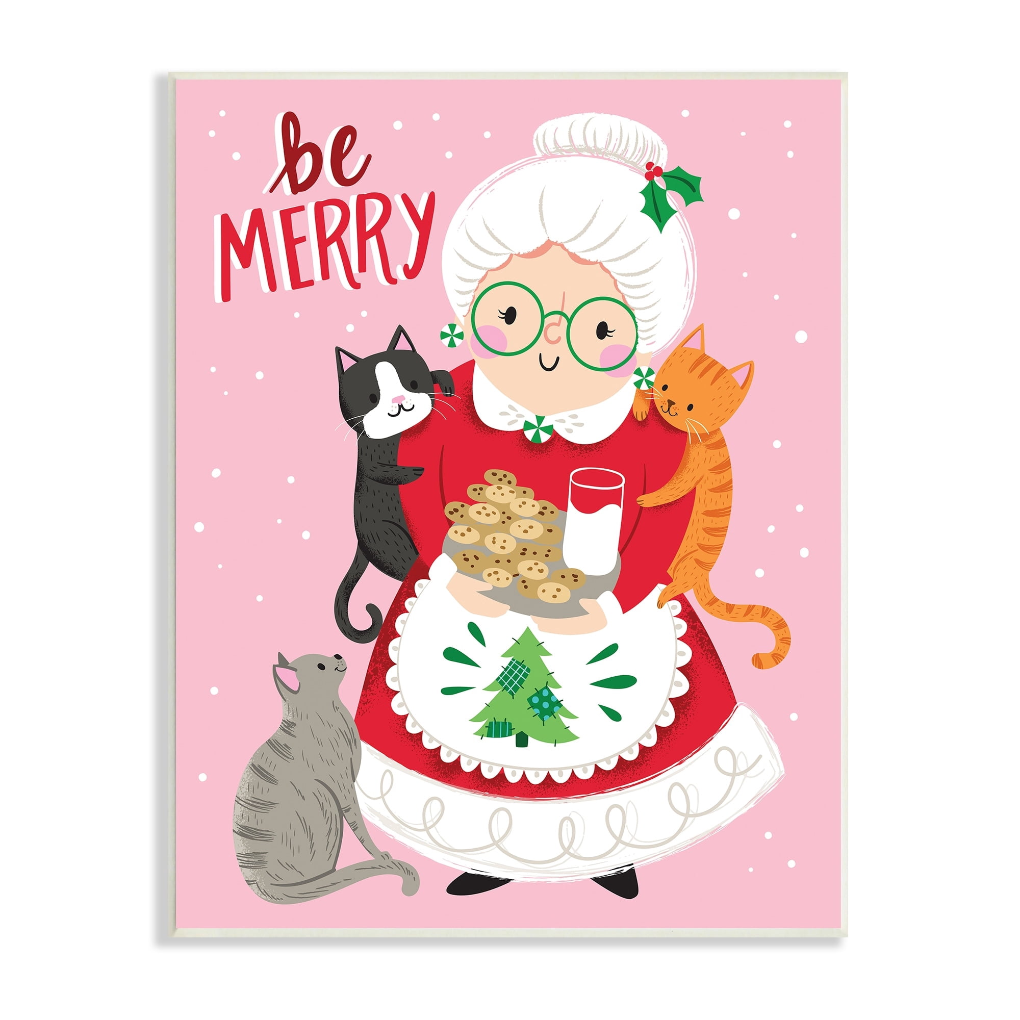 Be Merry Grandma Christmas Cookies Cats Perched Holiday Graphic Art Unframed Art Print Wall Art