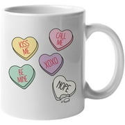 Be Mine, Call Me, Kiss Me, XOXO, Nope, Retro Anti Valentine's Day Merch Gift, White 11oz Ceramic Mug