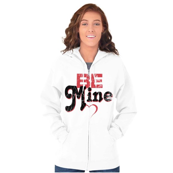 Be Mine Cute Valentines Day Love Womens Plus Size Graphic Zipper Hoodie Brisco Brands 5X