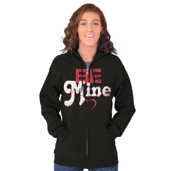 Be Mine Cute Valentines Day Love Womens Plus Size Graphic Zipper Hoodie Brisco Brands 5X