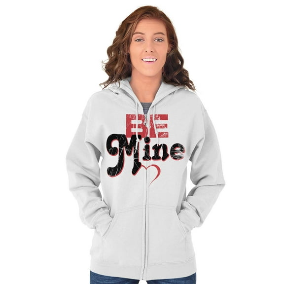 Be Mine Cute Valentines Day Love Zip Hoodie Sweatshirt Women Brisco Brands X