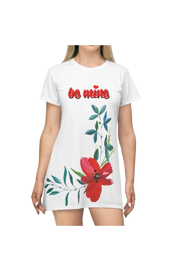 Be Mine Flowerish Beautiful fashion Women's All Over Print T-Shirt Dress
