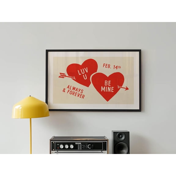 Be Mine Print: Retro Valentine Art, Kitschy Love Poster, Kitchen Decor, Unframed Paper Poster 11x14in