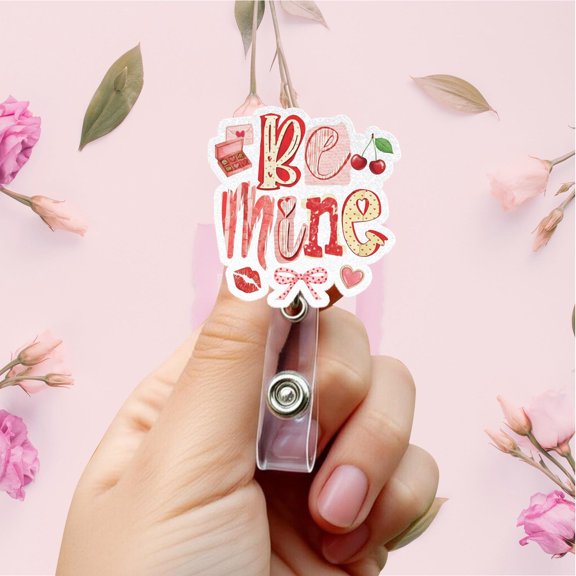 Be Mine Valentine Badge Reel, Cute Valentine Badge Holder, Pink Love ID Reel, Funny Nurse Healthcare Badge, Valentine Coworker Gift