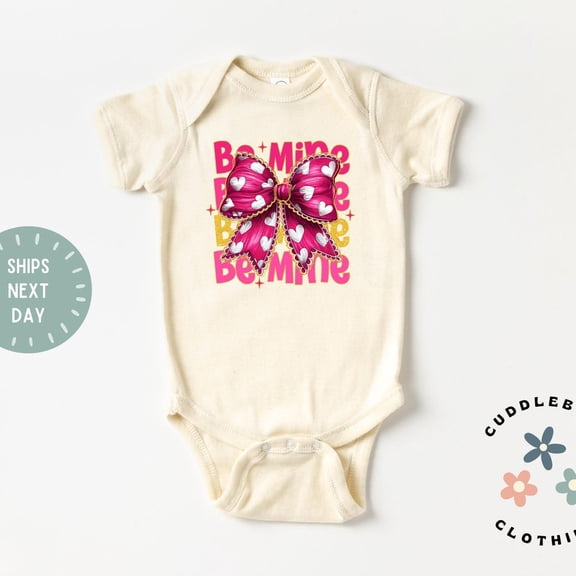 Be Mine Valentines Baby Bodysuit, Cute Coquette Bow Baby Girl Valentines Bodysuit, 1st Valentines Day, Granddaughter Gift
