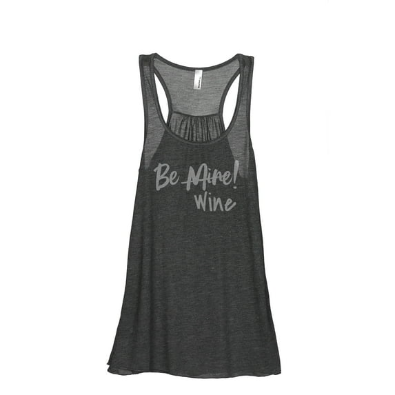Be Mine Wine Women's Fashion Sleeveless Flowy Racerback Workout Yoga Tank Top Charcoal Grey Medium
