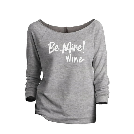Be Mine Wine Women's Fashion Slouchy 3/4 Sleeves Raglan Lightweight Sweatshirt Sport Grey X-Large