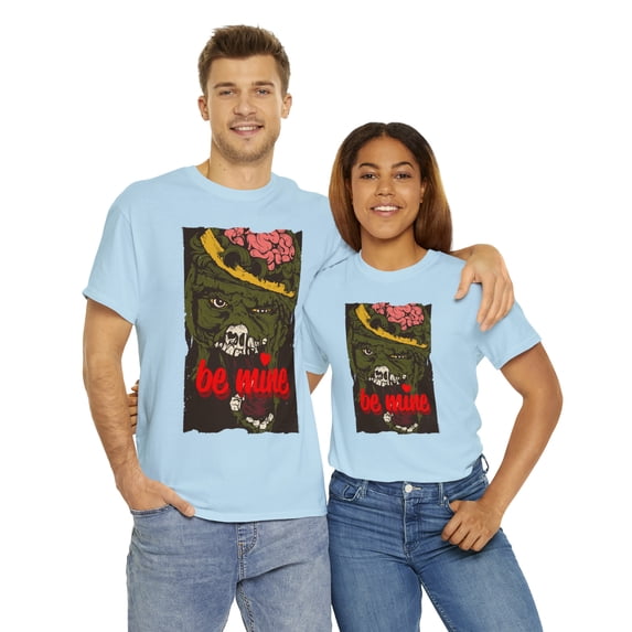 Be Mine Zombie Design Classy Unisex Heavy Cotton Tee