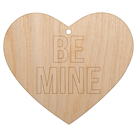 Be Mine in Heart Love Valentine's Day Wood Holiday Christmas Tree Ornament Unfinished DIY Pre-Drilled Craft