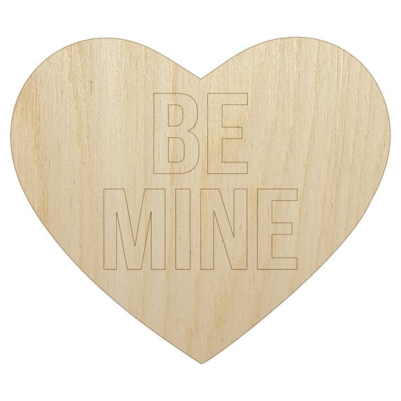 Be Mine in Heart Love Valentine's Day Wood Shape Unfinished Piece Cutout Craft DIY Projects - 6.25 Inch Size - 1/4 Inch Thick