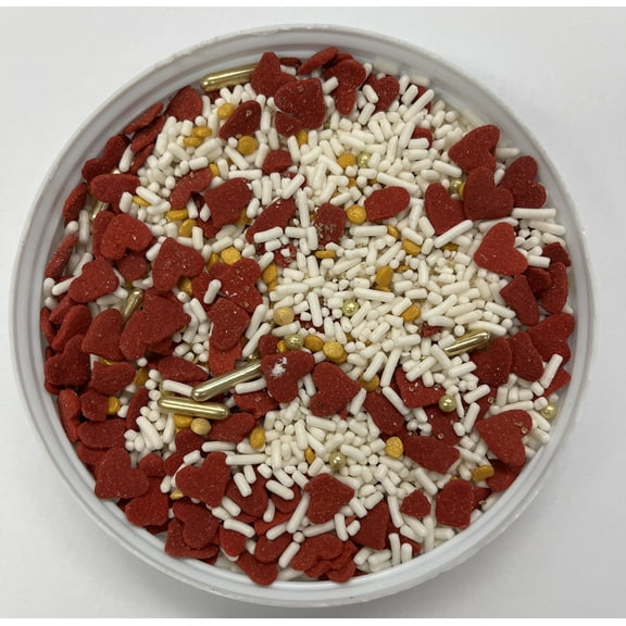 Be My Golden Valentine Mix Confetti Sprinkles, Cake, Cookies, Donut, Cakepop Toppings, 6 oz