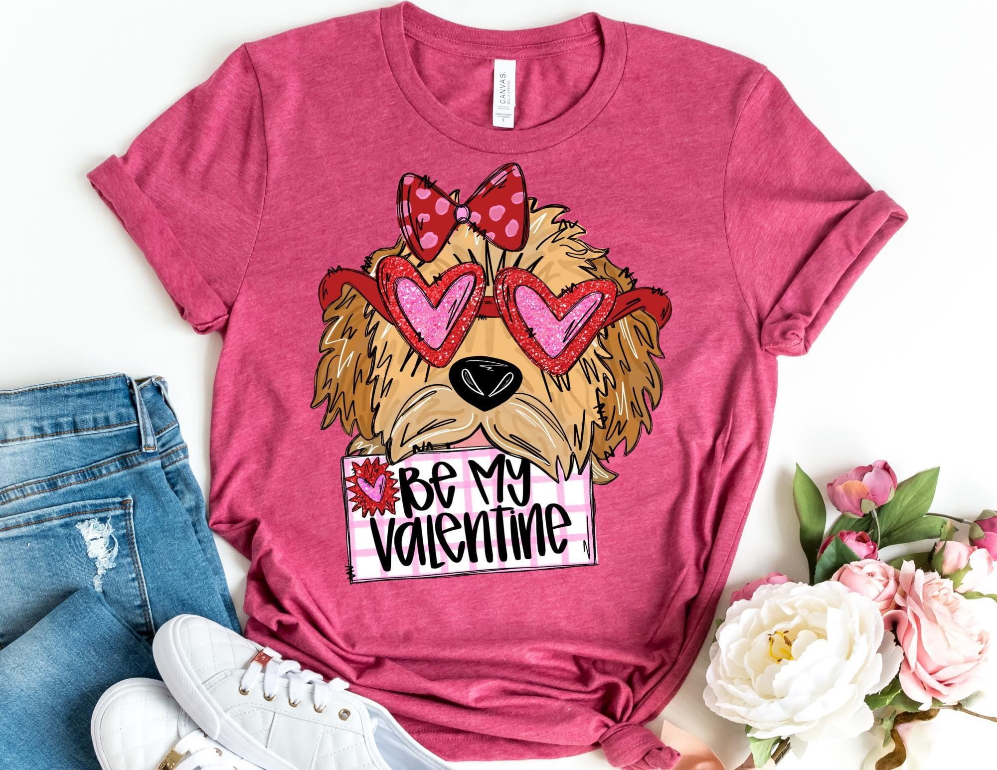 Be My Valentine Dog Graphic Tee Valentines Day Gift