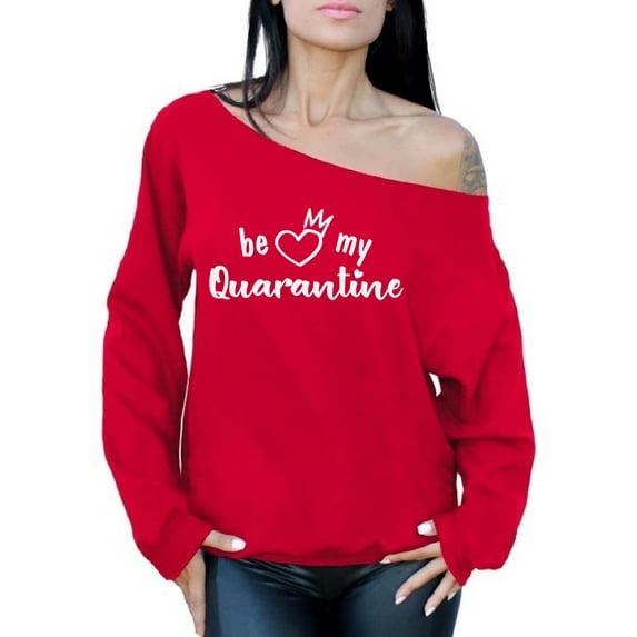 Be My Valentine Ladies Sweater Heart Funny Valentine's Day 2021 Gifts for Her Humour Off Shoulder Women Sweatshirt