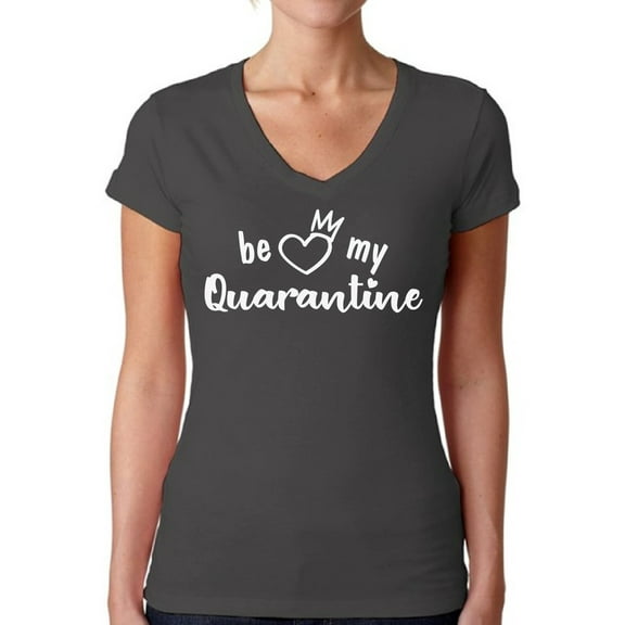 Be My Valentine Ladies V Neck T-Shirt Heart Funny Valentine's Day 2021 Gifts for Her Humour Comfortable Women Shirts