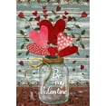 thumbnail image 1 of Be My Valentine Mason Jar Love Heart Floral Decoration House Flag Outdoor Yard Flag 28" x 40", 1 of 4