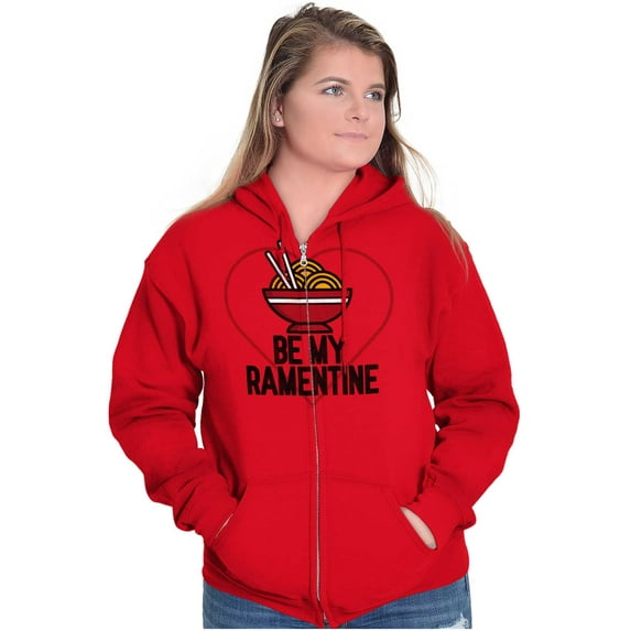 Be My Valentine Ramen Noodles Funny Zip Up Hoodie Men's Women's Brisco Brands L