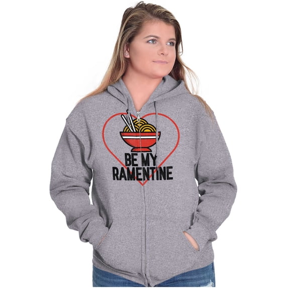 Be My Valentine Ramen Noodles Funny Zip Up Hoodie Men's Women's Brisco Brands S