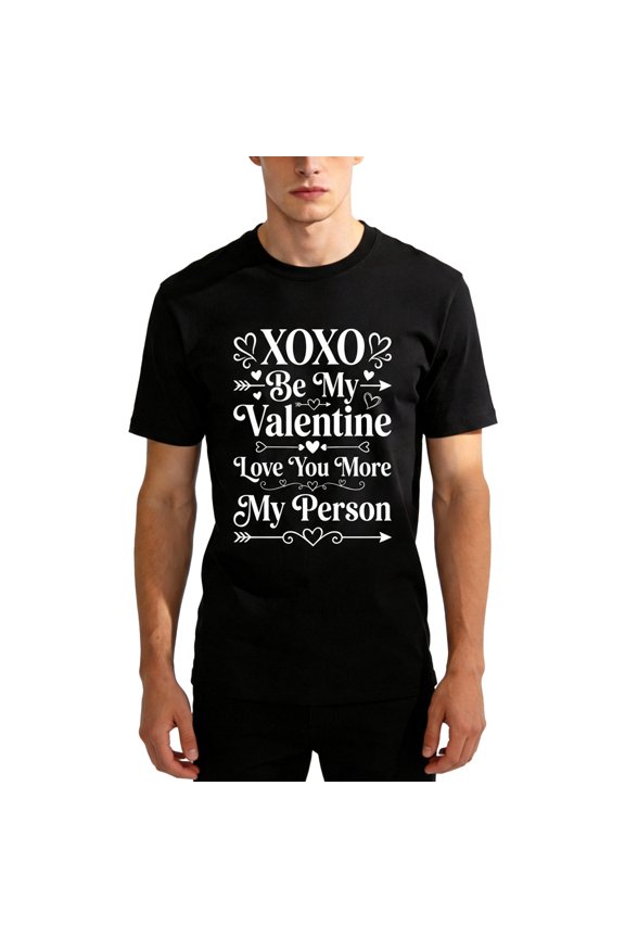 Be My Valentine XOXO Cotton T-Shirt Romantic Graphic Letter Print Tee XXL
