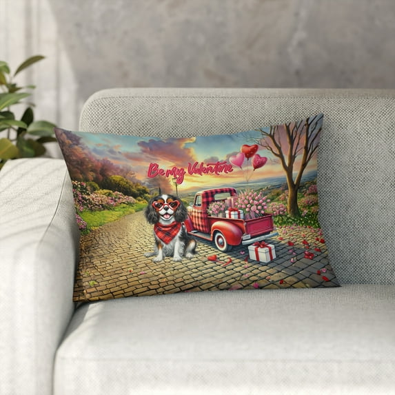 Be My Valentine's Cavalier King Charles Spaniel Truck Full of Love Balloon Pillowcase Double Sided Dog Lover Gifts Pillow Case Covers - 02029