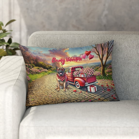Be My Valentine's Mastiff Truck Full of Love Flower Balloon Pillowcase Double Sided Mastiffs Dog Lover Gifts Idea Pillow Case Covers - 02029