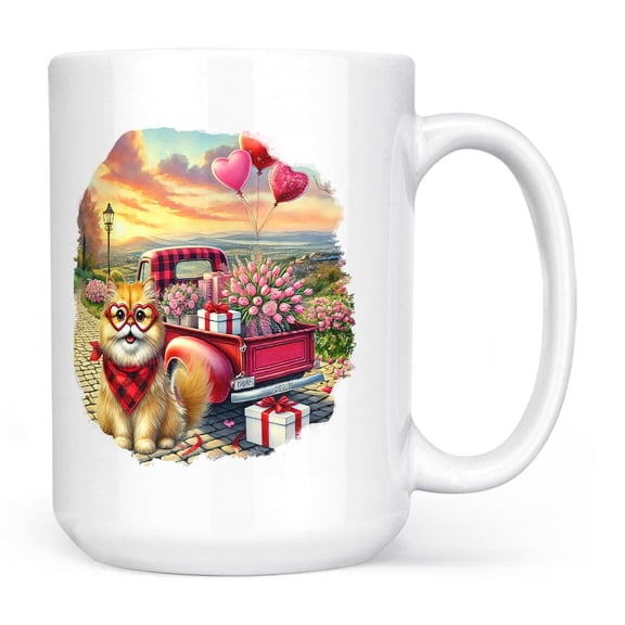 Be My Valentine's Persian Truck Full of Love Flower Balloon Mug Cat Lover Kitten Owner Gifts Coffee Tea Cup - 02029