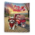 thumbnail image 1 of Be My Valentine's Shih Tzu Truck Full of Love Flower Balloon Quilt Blanket Lion Dog Lover Gifts Cozy Comforter Throw Blanket - 02029, 1 of 5