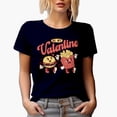 thumbnail image 1 of Be My Valentine with Burger & Fries, Retro Valentine's Day Gift, Navy Blue T-Shirt, Small, 1 of 5