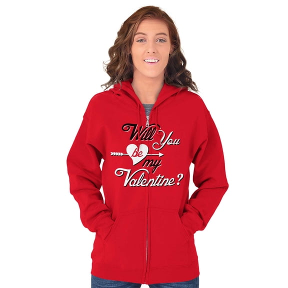 Be My Valentines Day Heart Love Zip Hoodie Sweatshirt Women Brisco Brands L