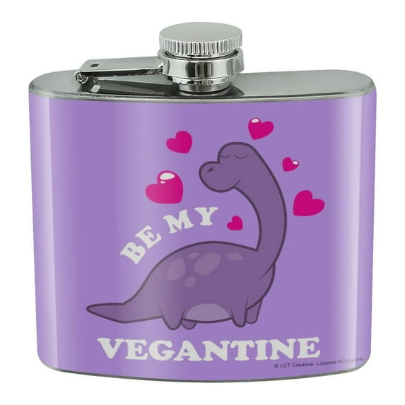 Be My Vegantine Valentine Vegan Funny Humor Stainless Steel 5oz Hip Drink Kidney Flask