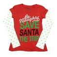 thumbnail image 1 of Be Naughty Save Santa The Trip Womens Red Christmas Long Sleeve T-Shirt Medium, 1 of 2
