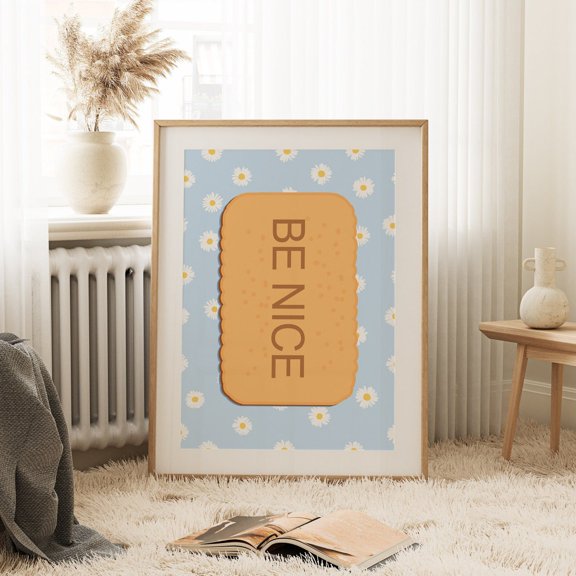 Be Nice Biscuit Wall Art Print Text Kitchen Wall Art Poster Art For Kitchen Dining Room Retro Art Print Biscuit Print 2524