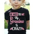 thumbnail image 1 of "Be Nice To Me, My Grandma Is Crazy" Print Creative T-Shirts, Soft & Elastic Comfy Crew Neck Short Sleeve Tee, Girls' Summer Tops Leisure Outing Tees, 1 of 6