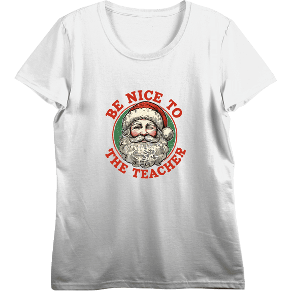 Be Nice To The Teacher Women's Vivid White Crew Neck Short Sleeve Crop Tee-XS