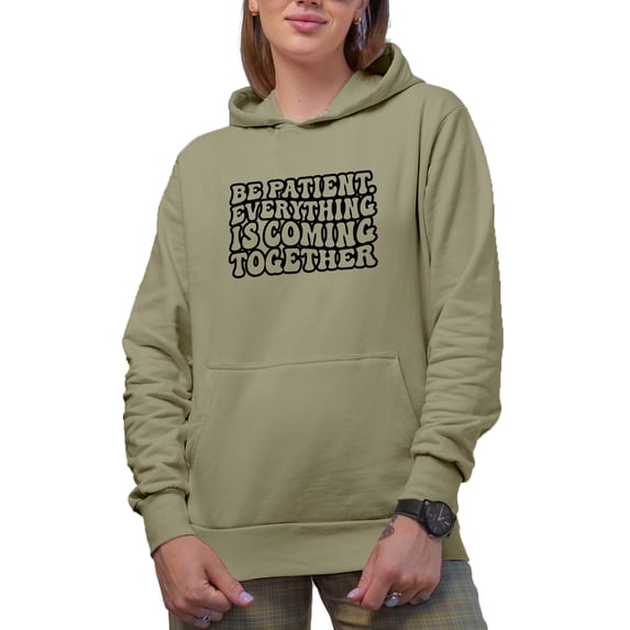 Be Patient Everything Is Coming Together, Motivation to Hope Quote, Groovy Retro Wavy Text Merch Gift, Sand Hooded Sweatshirt or Hoodie, 3XL
