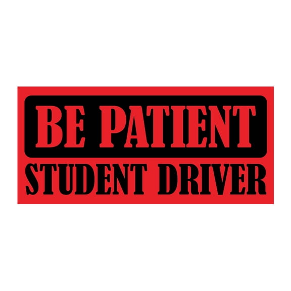 Be Patient Student Driver Bumper Magnet by DCM Solutions (Red, 9.25" W x 4.25" H)